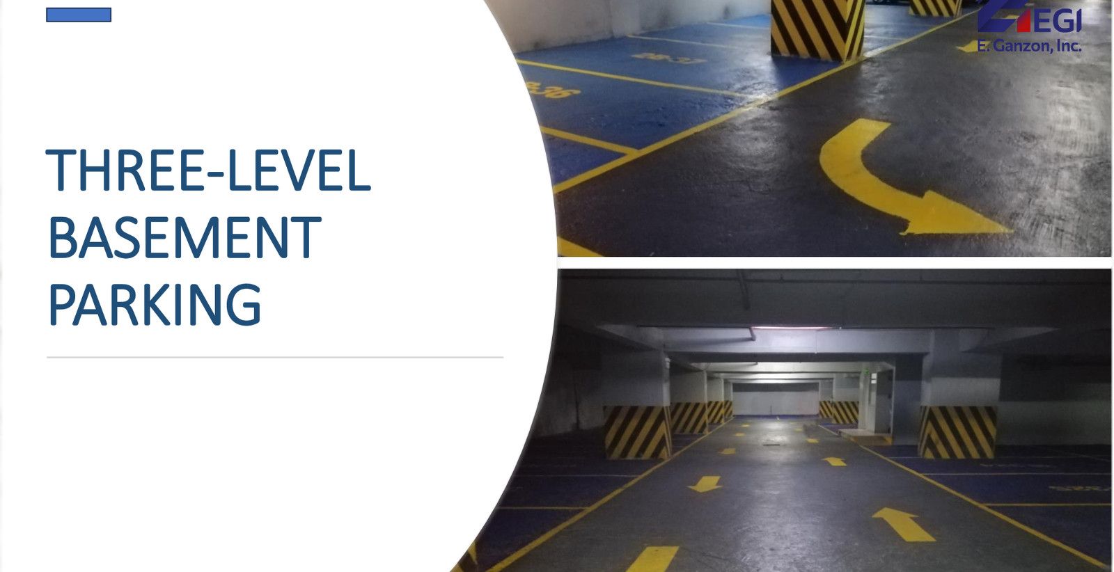 Three-level basement parking