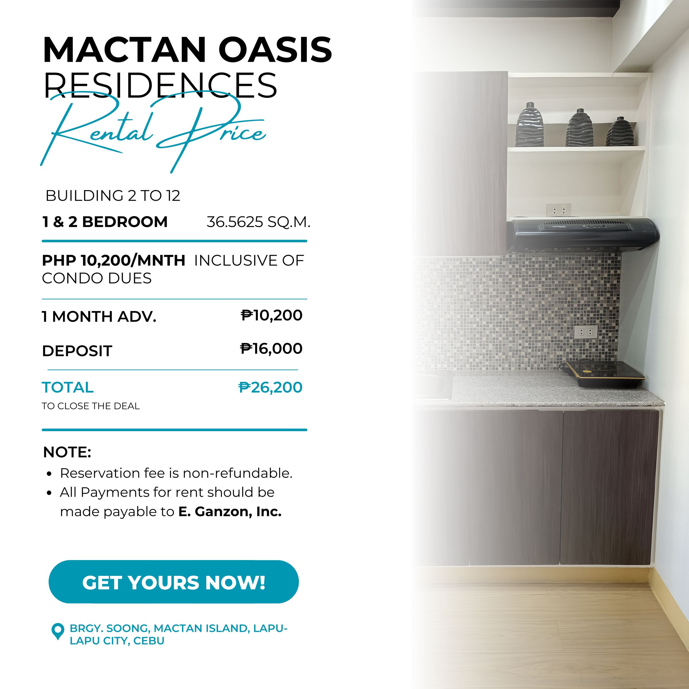 Mactan Oasis Residences rental price