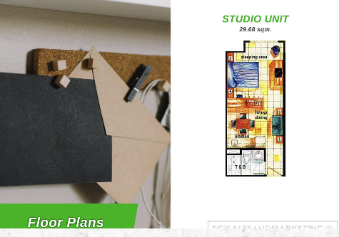Studio floor plan — 29.68 sqm
