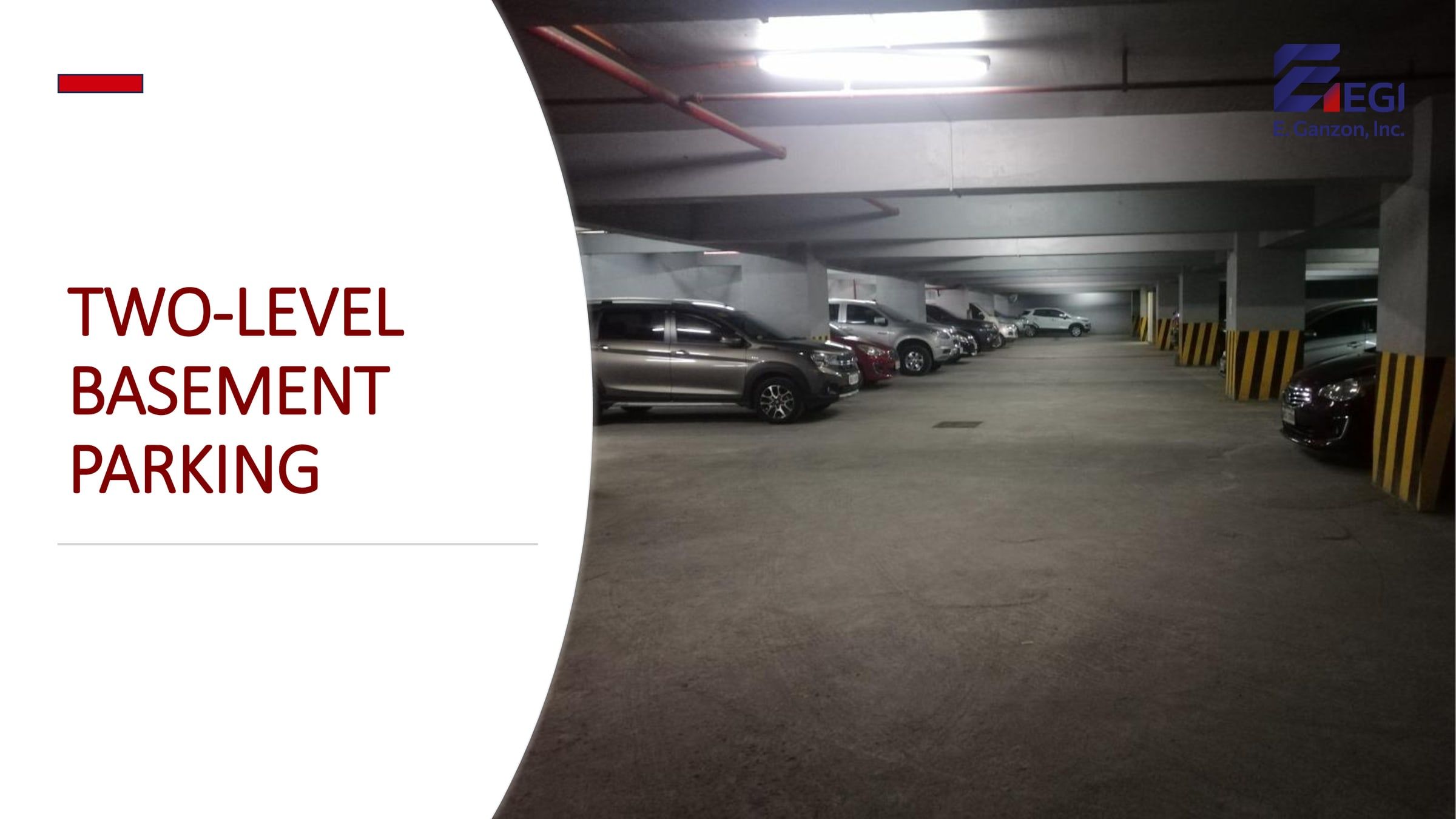 Three-level basement parking